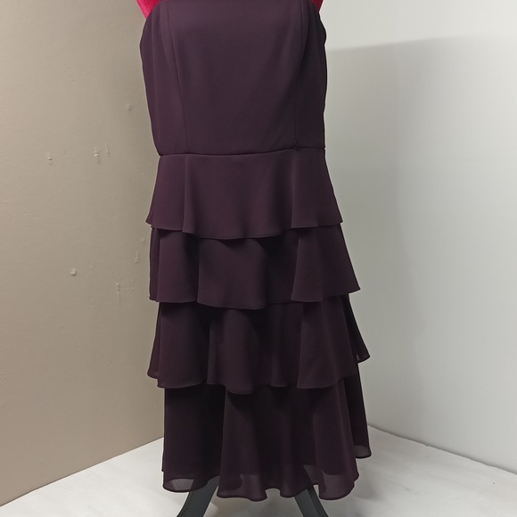 S.L.fashions Dress women's size 14|purple /plum tier ruffle Dress EUC. - Picture 3 of 13